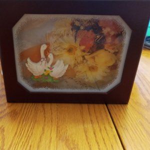 Wooden Jewelry Box With Geese and Miss You on the Glass